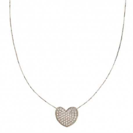 White gold 18k with heart shaped pendant woman choker