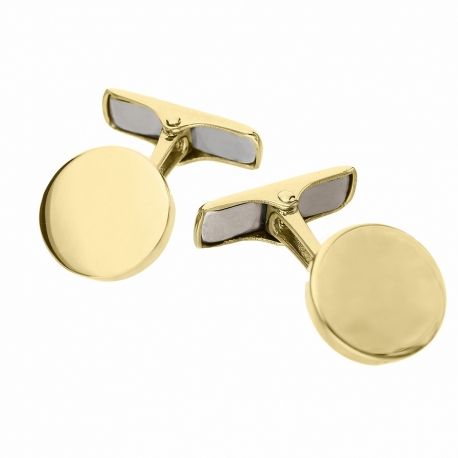 Yellow Gold 18k Round Shape Cufflinks