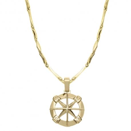 18K kollase kullaga kaelakee Compass Rose