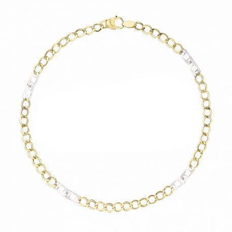 Pulseira masculina de corrente plana em ouro 18K