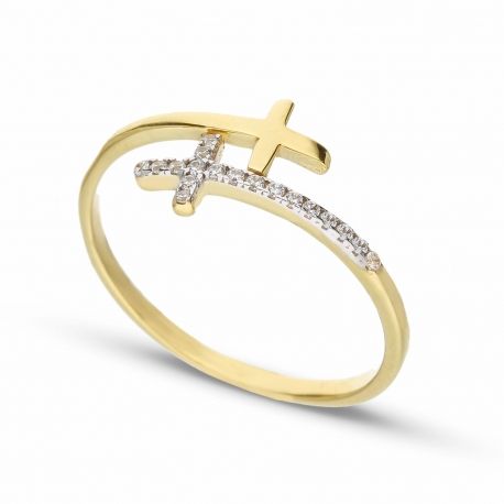 Bague Contrariè avec croix pour femme en or 18 carats