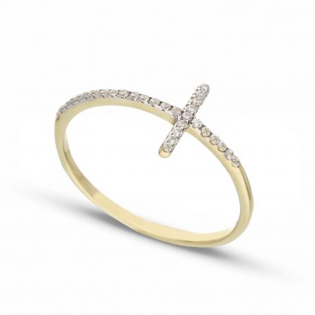 Anillo Cruz para Mujer en Oro Amarillo de 18K