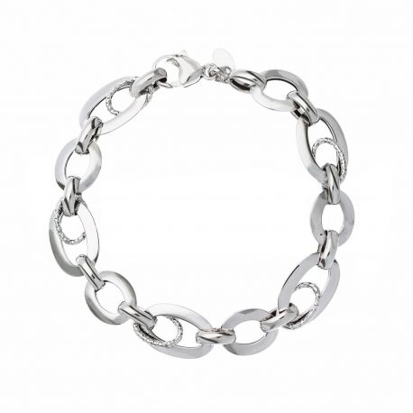 Pulseira de corrente feminina em ouro branco 18K