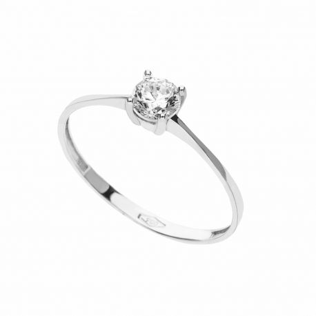 Solitaire Ring i 18K hvidguld med hvide zirkoner til kvinder