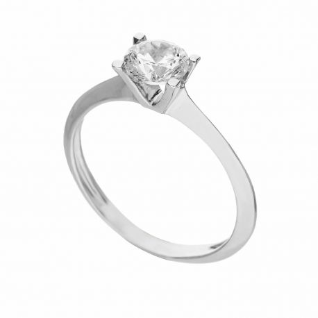 Solitaire Ring i 18K hvidguld med hvide zirkoner til kvinder