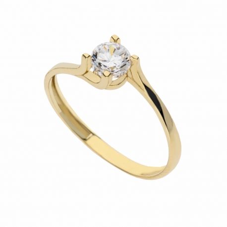 Solitaire Ring 18K keltakulta valkoisilla zirkoneilla naisille