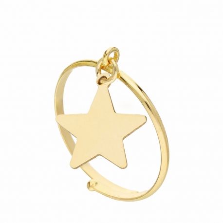 Anillo Ajustable en Oro Amarillo de 18K con Estrella para Mujer