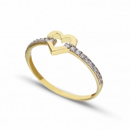 White and Yellow Gold 18k with White Cubic Zirconia Shiny Women Ring