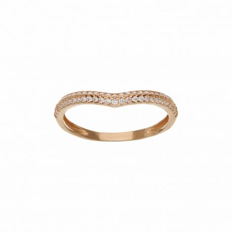 Anillo de Oro Rosa de 18K con Circonitas Blancas para Mujer