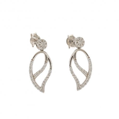 Pendientes de oro blanco de 18 Kt 750/1000 con circonitas blancas