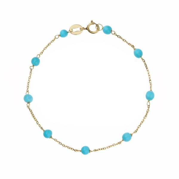 Bracciale bambino con Coccinella e targa in oro giallo 14 kt