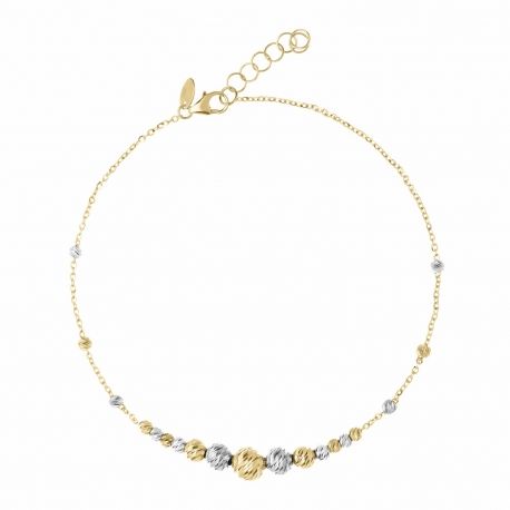 Yellow Gold and White 18 Carats Bracelet with Women's Diamond Balls