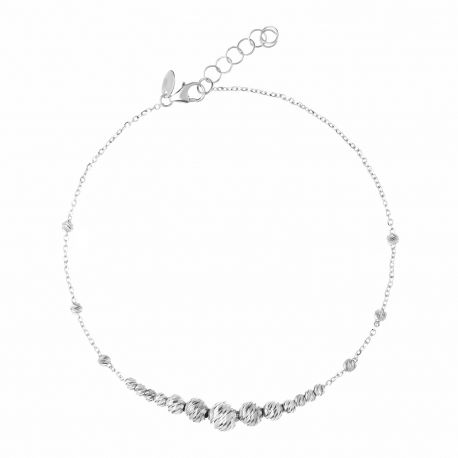 Armband aus 18-karätigem Weißgold mit Diamantkugeln für Damen