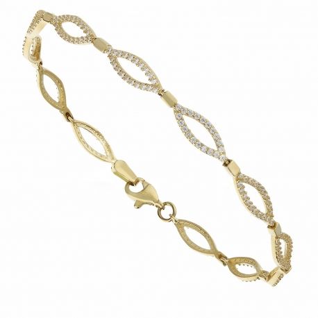 Yellow Gold 18 Kt with White Cubic Zirconia Woman Bracelet