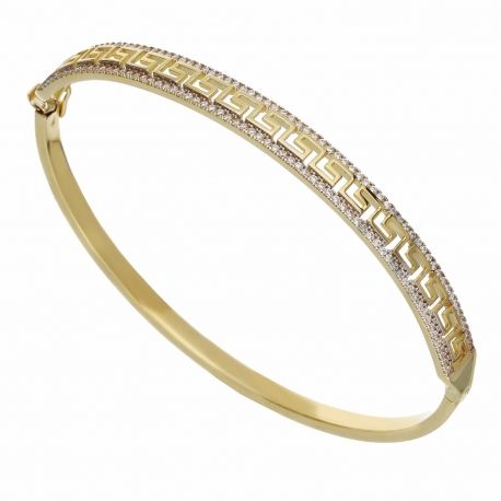 Yellow and White Gold 18k with White Cubic Zirconia Women Bracelet