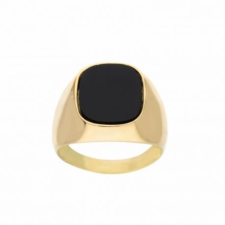 Anel com Pedra Negra em Ouro Amarelo 18K para Homens