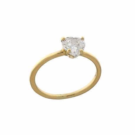 18K gul guld solitaire ring med hjerte