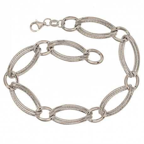 Bracelet en or 18 Kt 7500/1000 avec chaîne creuse polie et martelée pour femme
