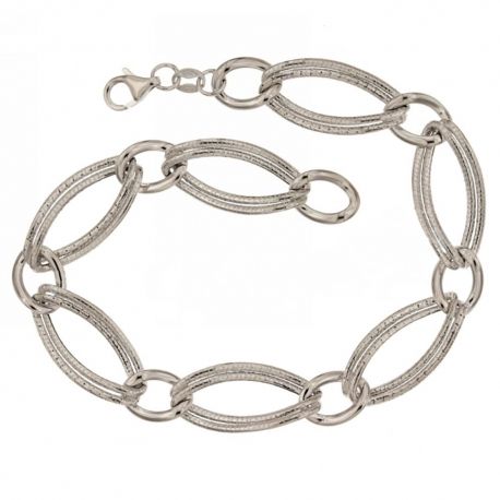 Pulseira em ouro 18 Kt 7500/1000 com corrente oca polida e martelada para mulher