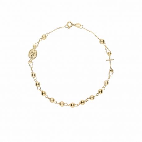 Pulsera Rosario de Oro Amarillo Pulido de 18 Quilates para Mujer