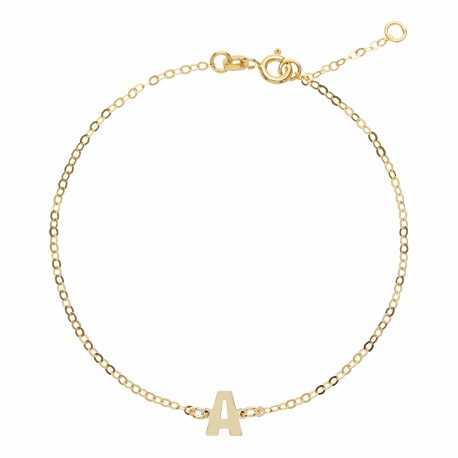 Yellow Gold 18k with Shiny Letter Woman Bracelet
