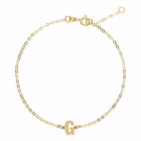 Yellow Gold 18k with Shiny Letter Woman Bracelet