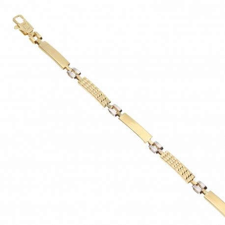 Pulsera de oro amarillo y blanco de 18 quilates en caja para hombre