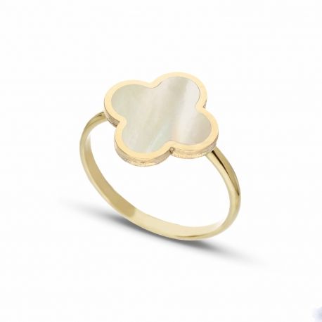 Yellow Gold 18k Four-Leaf Clover Shaped Ring