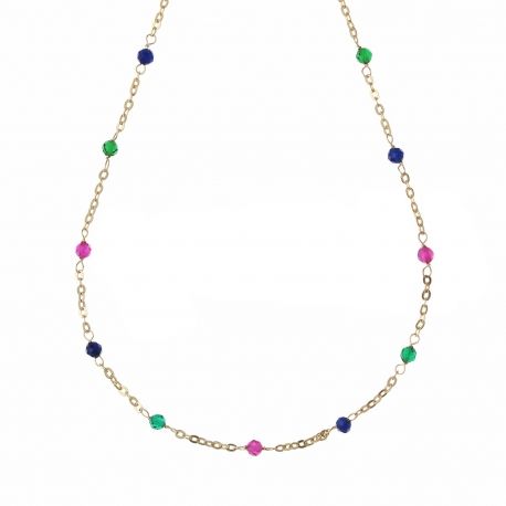 Yellow Gold 18k with Colored Stone Women Necklace