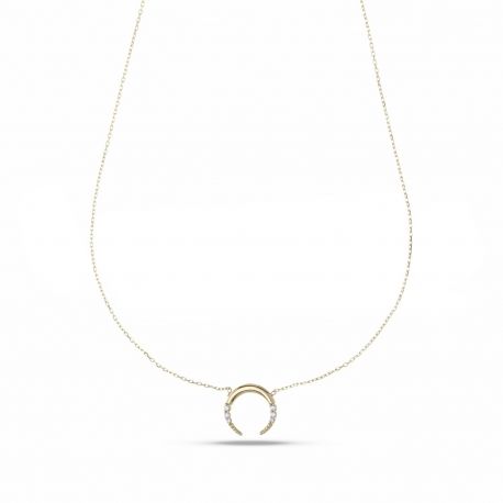 18K geelgouden ketting met witte zirkonen voor dames