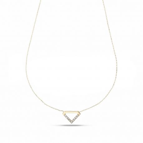 Yellow Gold 18k with White Cubic Zirconia Women Necklace