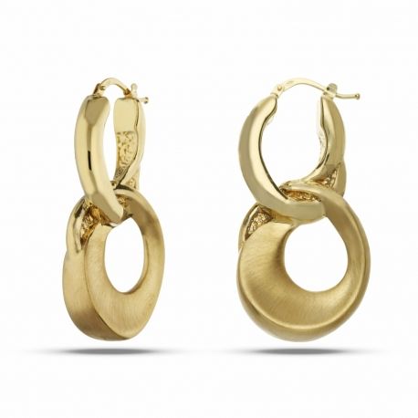 Boucles d'oreilles pendantes en or jaune 18 carats satinées pour femmes