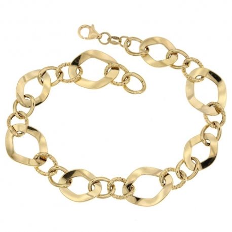 Yellow gold 18 Kt rhombus type chain woman bracelet