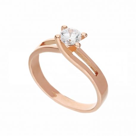 Bague solitaire pour femme en or rose 18 carats