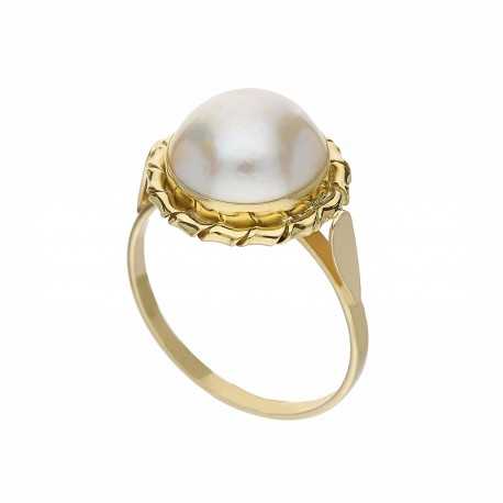 Dámský prsten z 18K zlata s poloviční perlou