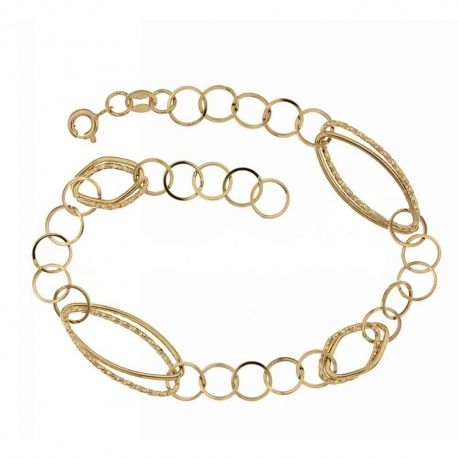 18 K Yellow gold shiny and hammered bracelet