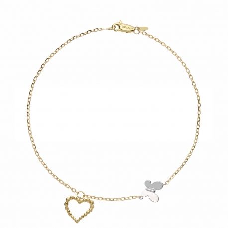 Women 18K White and Yellow Gold with Heart Bracelet