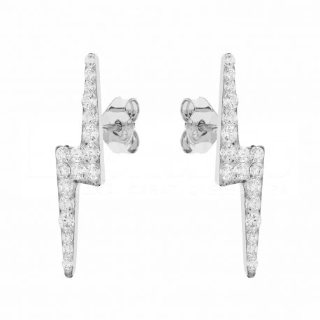 Women 18 White Gold Lightning with Zirconia Earrings