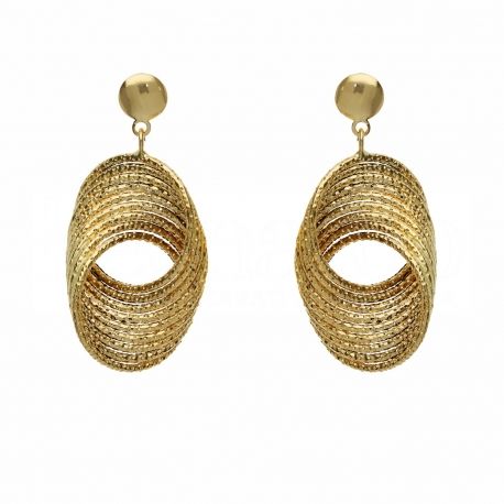 Boucles d'oreilles ovales torsadées pour femme en or jaune 18 carats