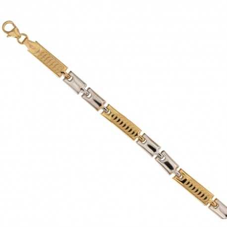 Bracelet en or 18 carats 750/1000 poli et satiné avec gravure laser