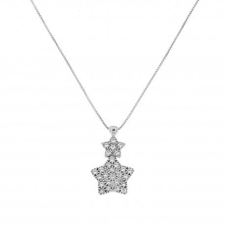 Collier étoile avec zircons blancs en or blanc 18 carats