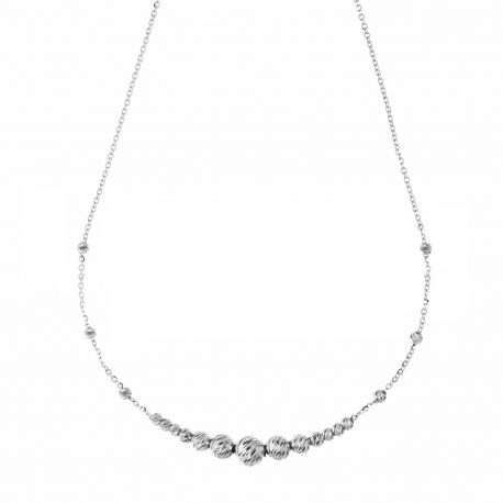 Women 18K White Gold with Diamond Spheres Necklace