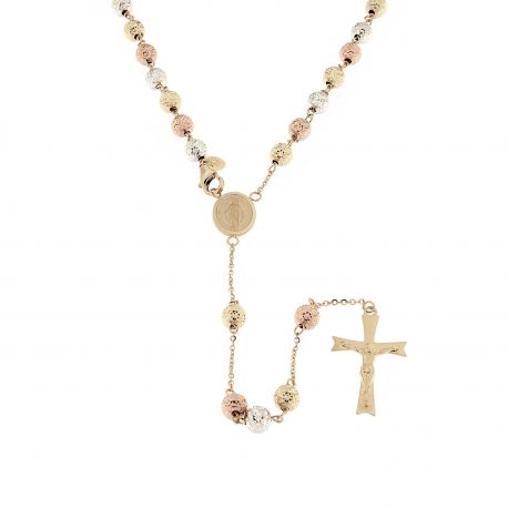 Women 18K Yellow , White and Rose Gold with Pendant Rosary Necklace