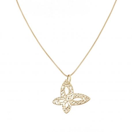 Women 18K Yellow Gold with Butterfly Pendant Necklace