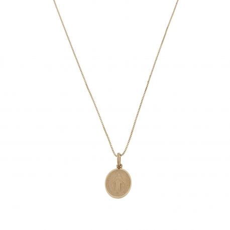 Women 18K Yellow Gold with Miraculous Madonna Necklace