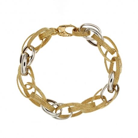 Armband aus 18 Kt 7500/1000 Gelb- und Weißgold mit polierter und bearbeiteter Hohlkette