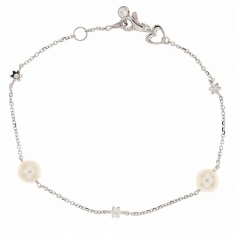 Women 18 White Gold with Pearls Bracelet