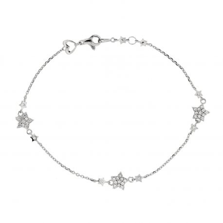 Women 18k White Gold with Stars Bracelet