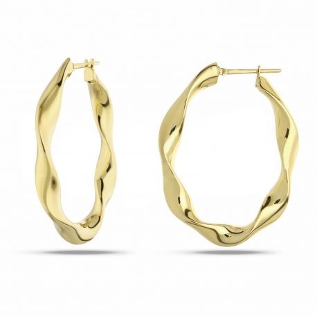 Yellow Gold 18k Oval Hoops Earrings