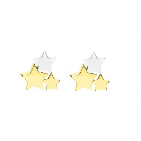 Gold 18k with 3 Stars Baby Girl Earrings